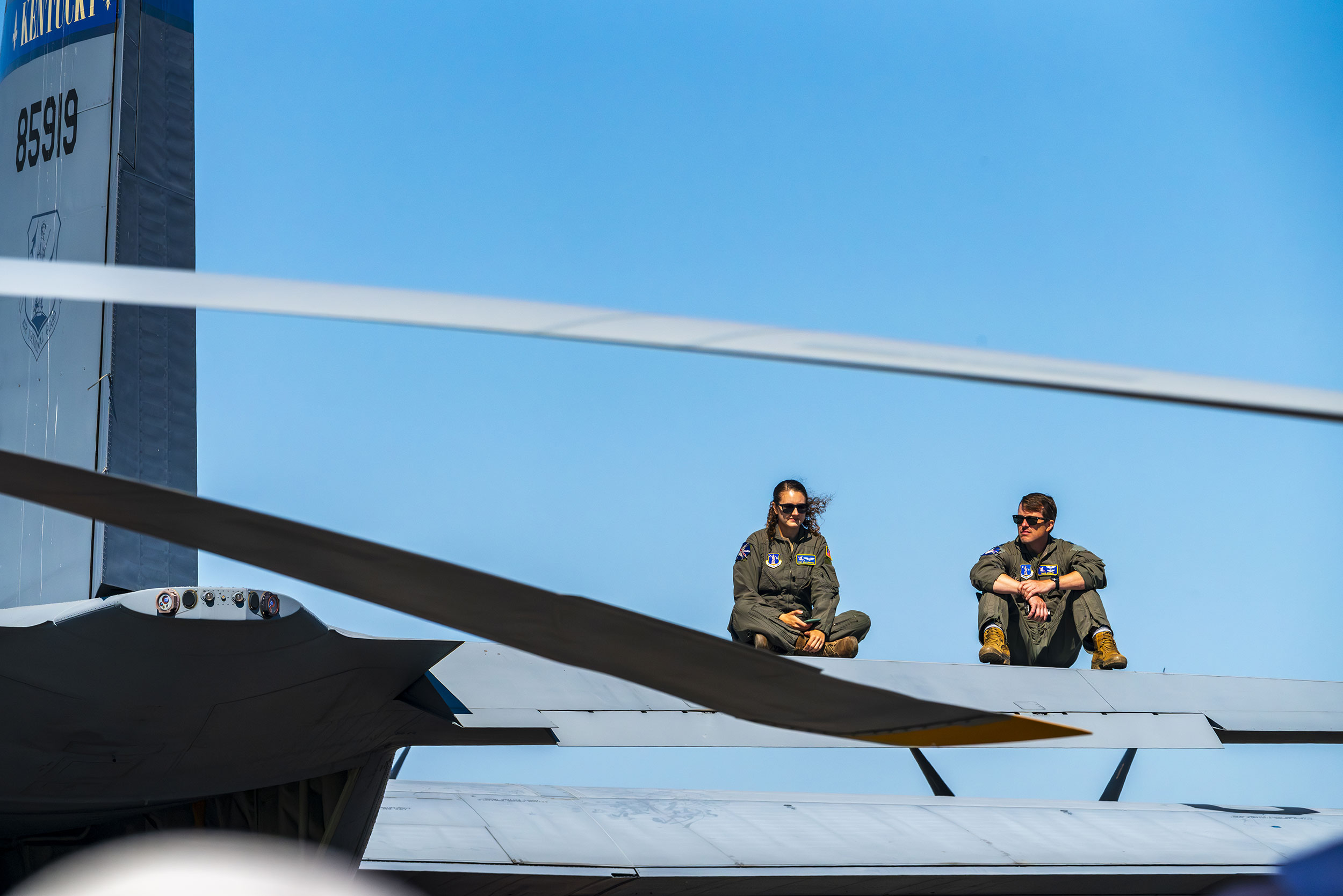 Pilots sat on the tail of C-130J